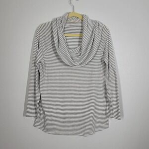 Soft Surroundings Fireside Pullover Cowl Neck Cozy Soft Striped Sweater Size Med
